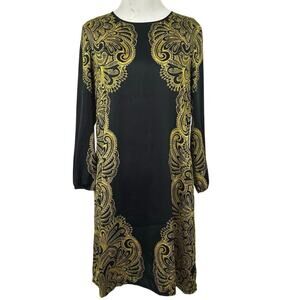 Juicy Couture Gold Black Brocade Shift Dress Party Cocktail Women 4